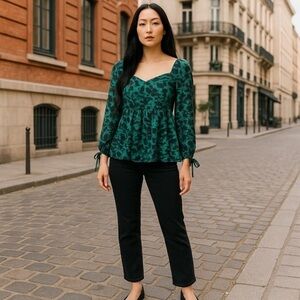 Chic Green Velvet Blouse